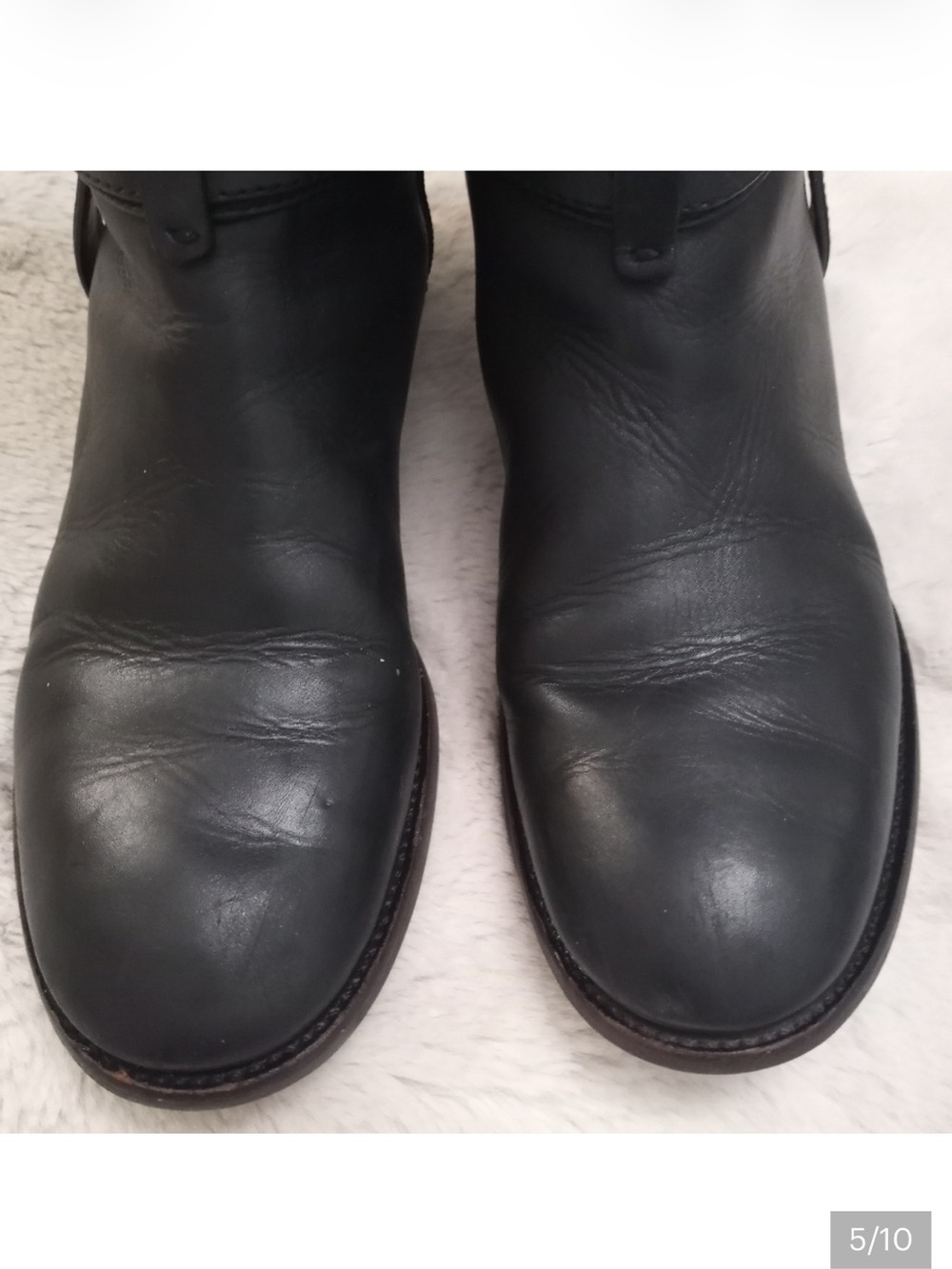 Tory Burch Black Brazilian Leather Gold Logo Equestrian Minimalist 90s Boot 8 - Picture 5 of 10